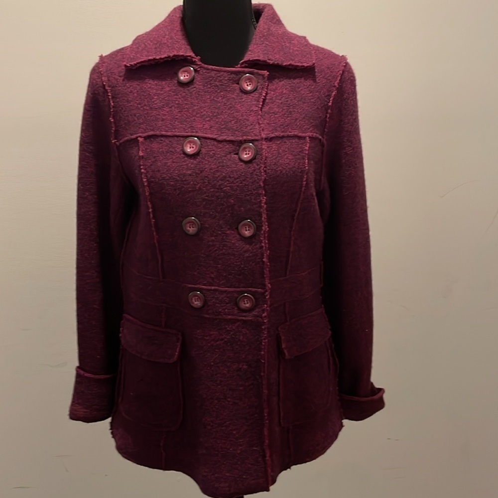 Kenar Double Breasted Cardigan SizeM Burgundy RetroVibe Business Casual Layering